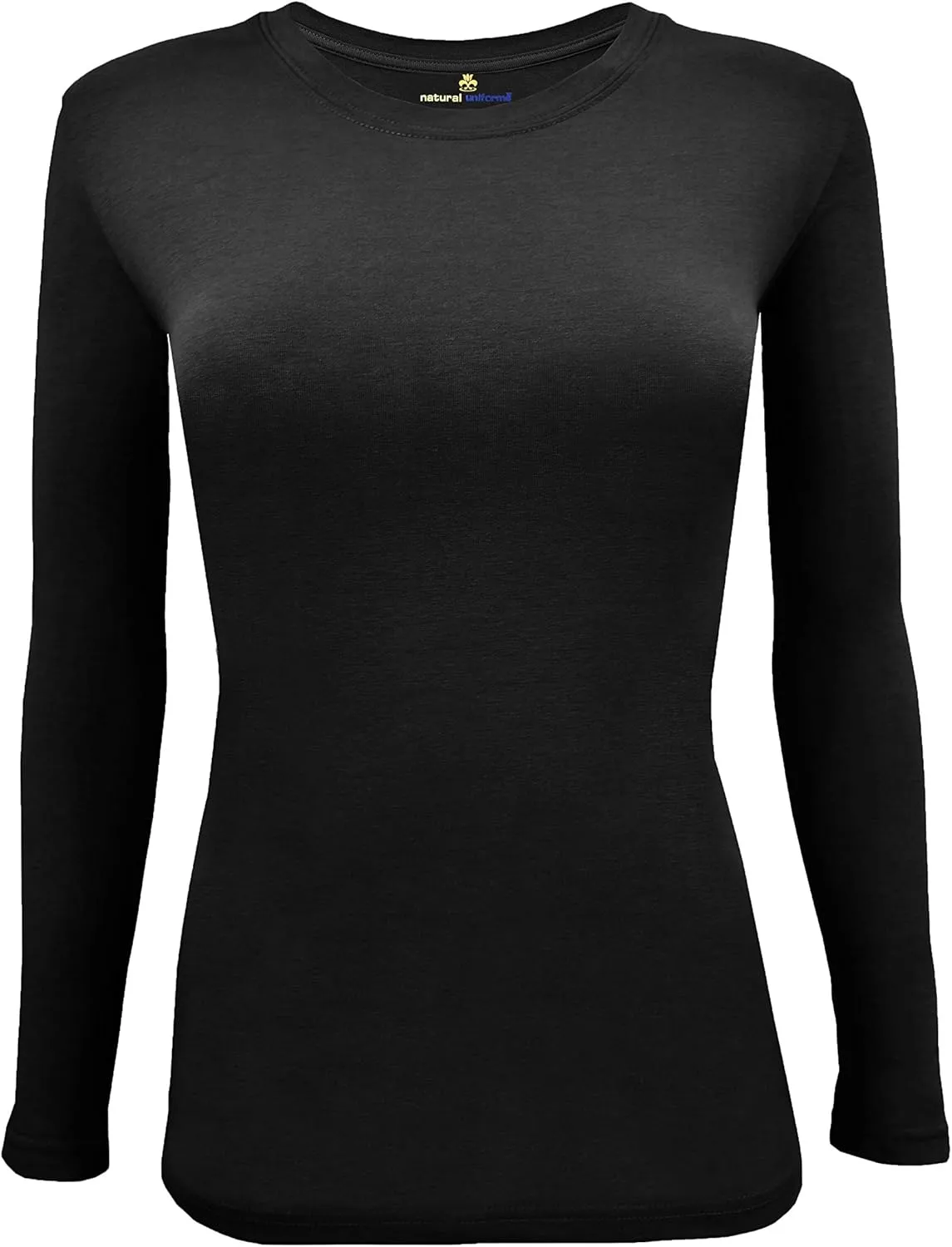 Natural Uniforms Women's Under Scrub Tee Crew Neck Long Sleeve T-Shirt-5-Pack