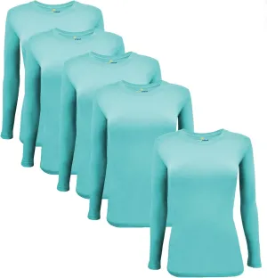 Natural Uniforms Women's Under Scrub Tee Crew Neck Long Sleeve T-Shirt-5-Pack