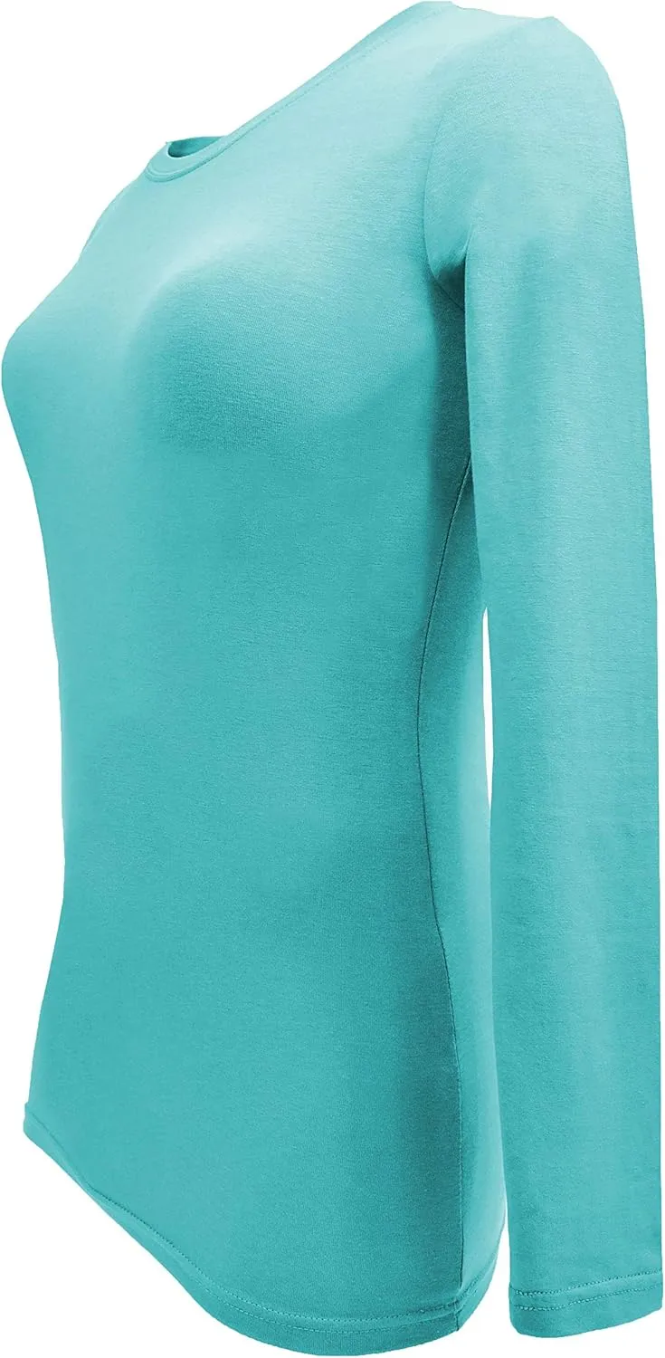 Natural Uniforms Women's Under Scrub Tee Crew Neck Long Sleeve T-Shirt-5-Pack