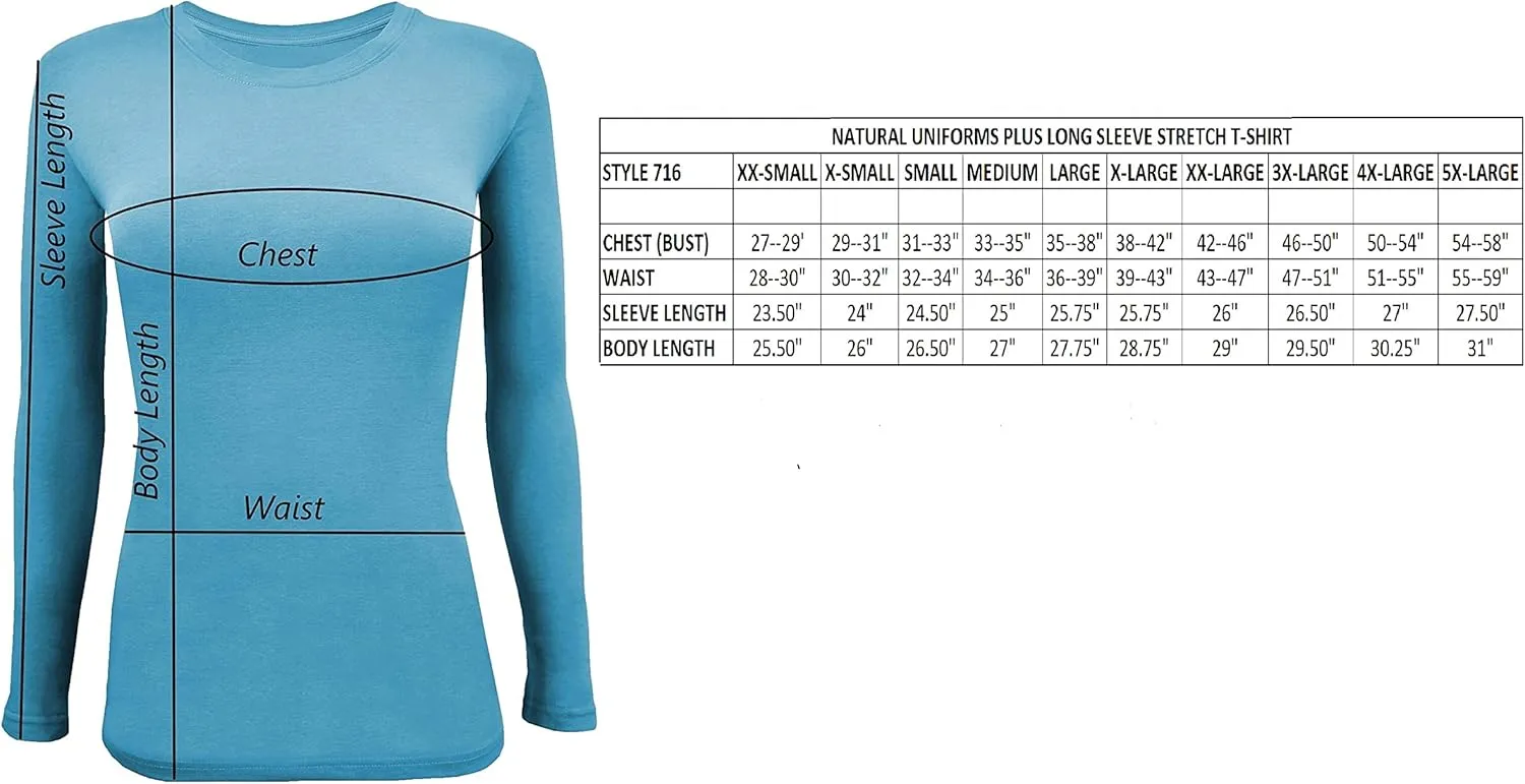 Natural Uniforms Women's Under Scrub Tee Crew Neck Long Sleeve T-Shirt-5-Pack