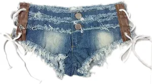 Naturemore Hot Mini Shorts Denim Stretchable Cut Off Low Rise Waist Sexy Micro Jeans Hot Pants for Woman Girls Tee