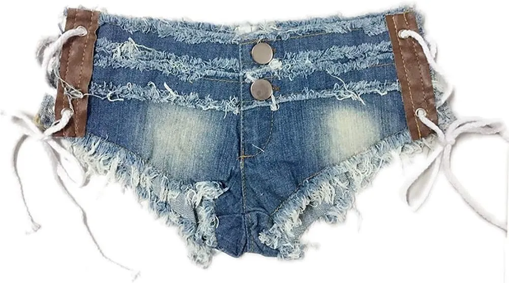 Naturemore Hot Mini Shorts Denim Stretchable Cut Off Low Rise Waist Sexy Micro Jeans Hot Pants for Woman Girls Tee