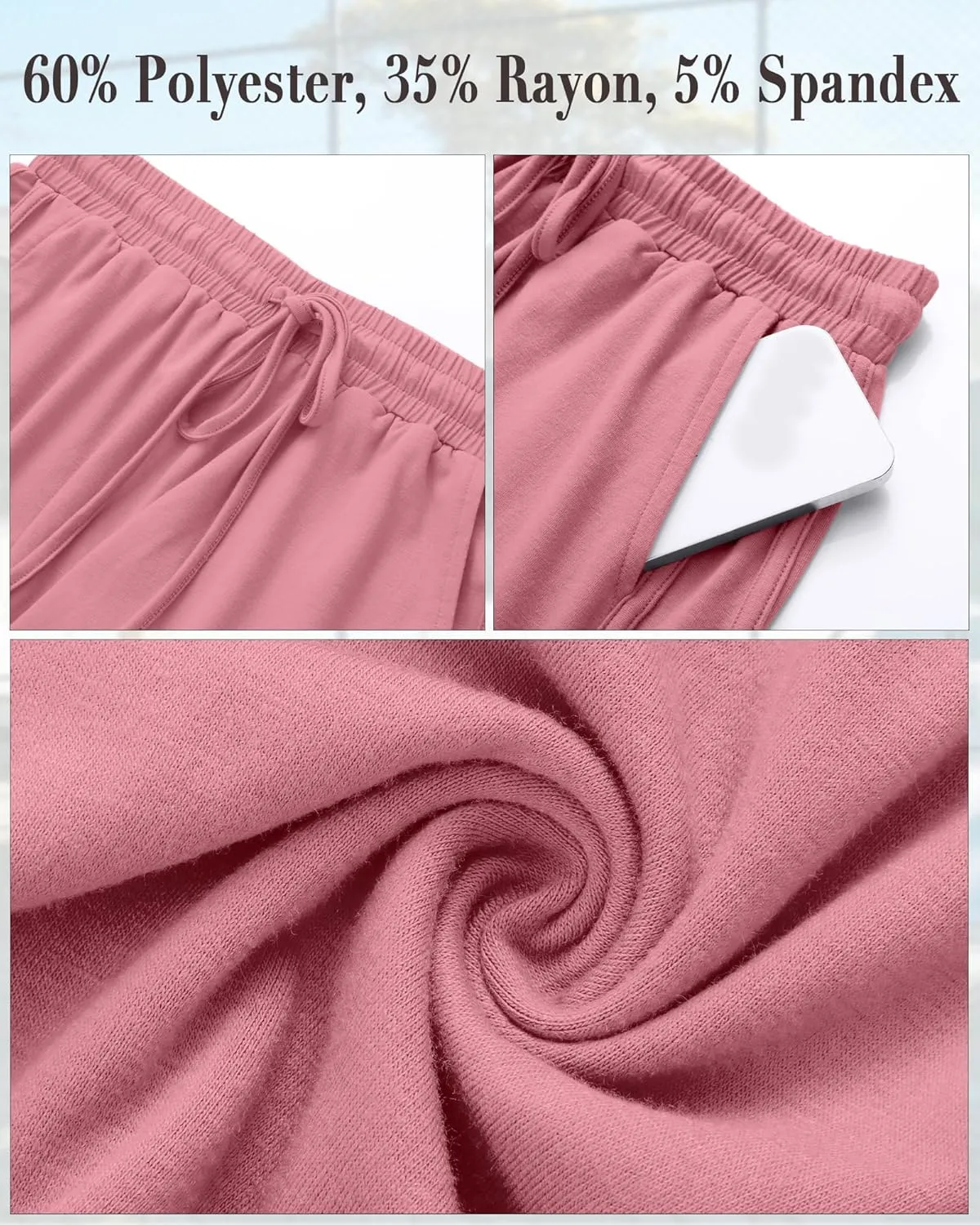 Neer 4 Pack Women's Sweat Shorts, Cotton Casual Athletic Workout Shorts with Pockets Drawstring Summer Lounge Bottoms