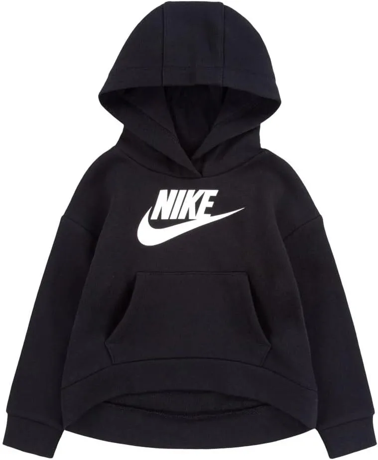 Nike Girl's Club Fleece Hi Low Pullover (Little Kids) Black 6 Little Kid