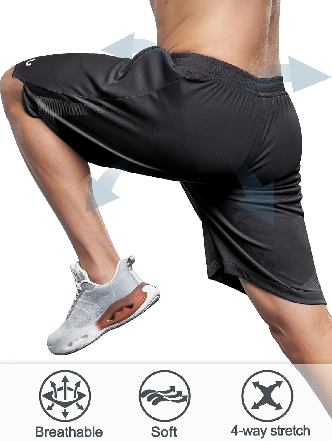 NORTHYARD Men's 10" Athletic Basketball Shorts with Zipper Pockets Quick Dry Lightweight Running Workout Gym Tennis Shorts