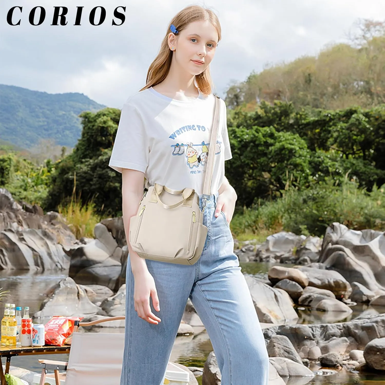 Nylon Crossbody Bag for Women - Waterproof Shoulder Bag with Multi Pockets and Top Handle