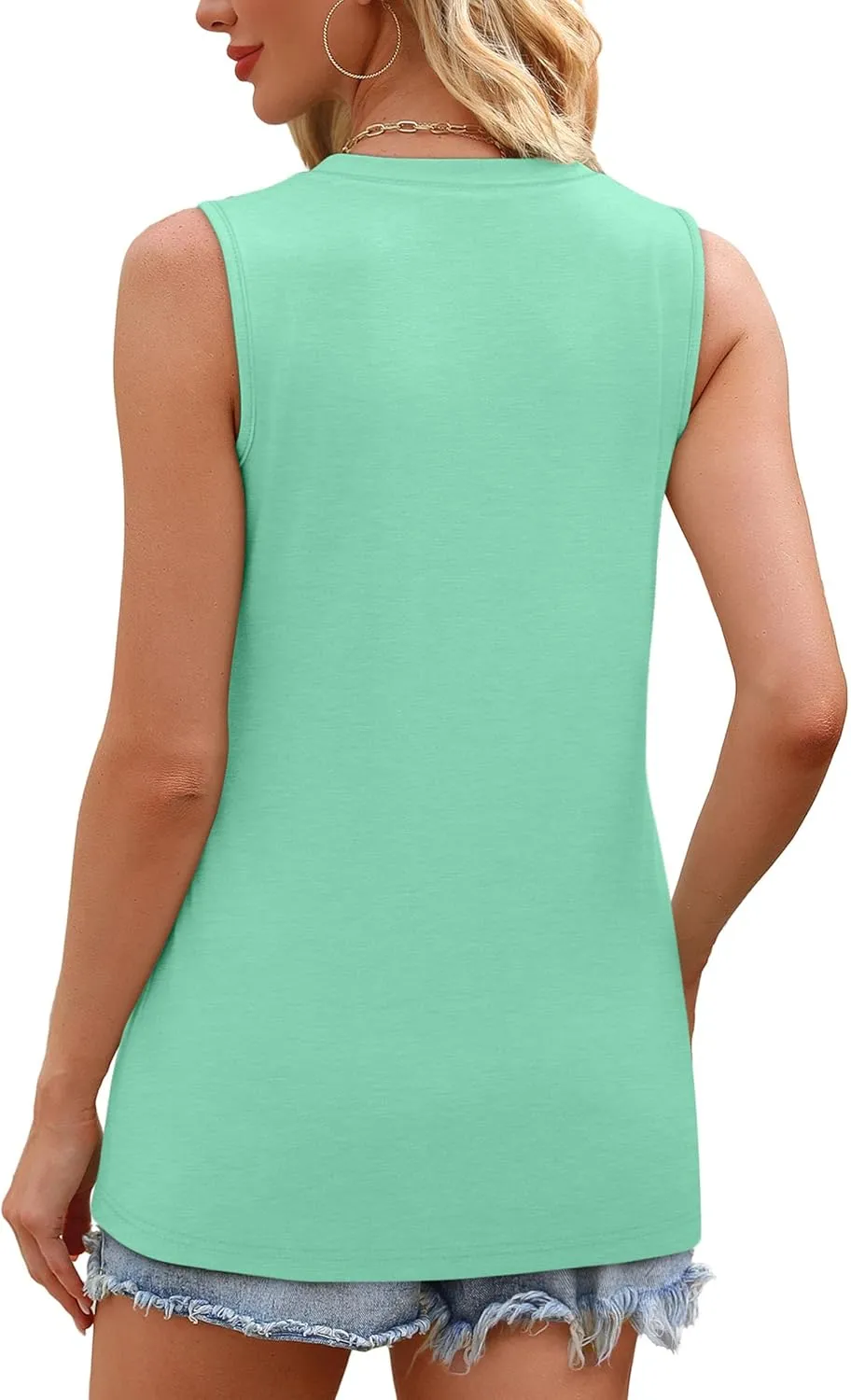OFEEFAN Womens Tank Tops Summer Sleeveless Tops Loose Fit Crewneck Basic Tee Shirts for Women