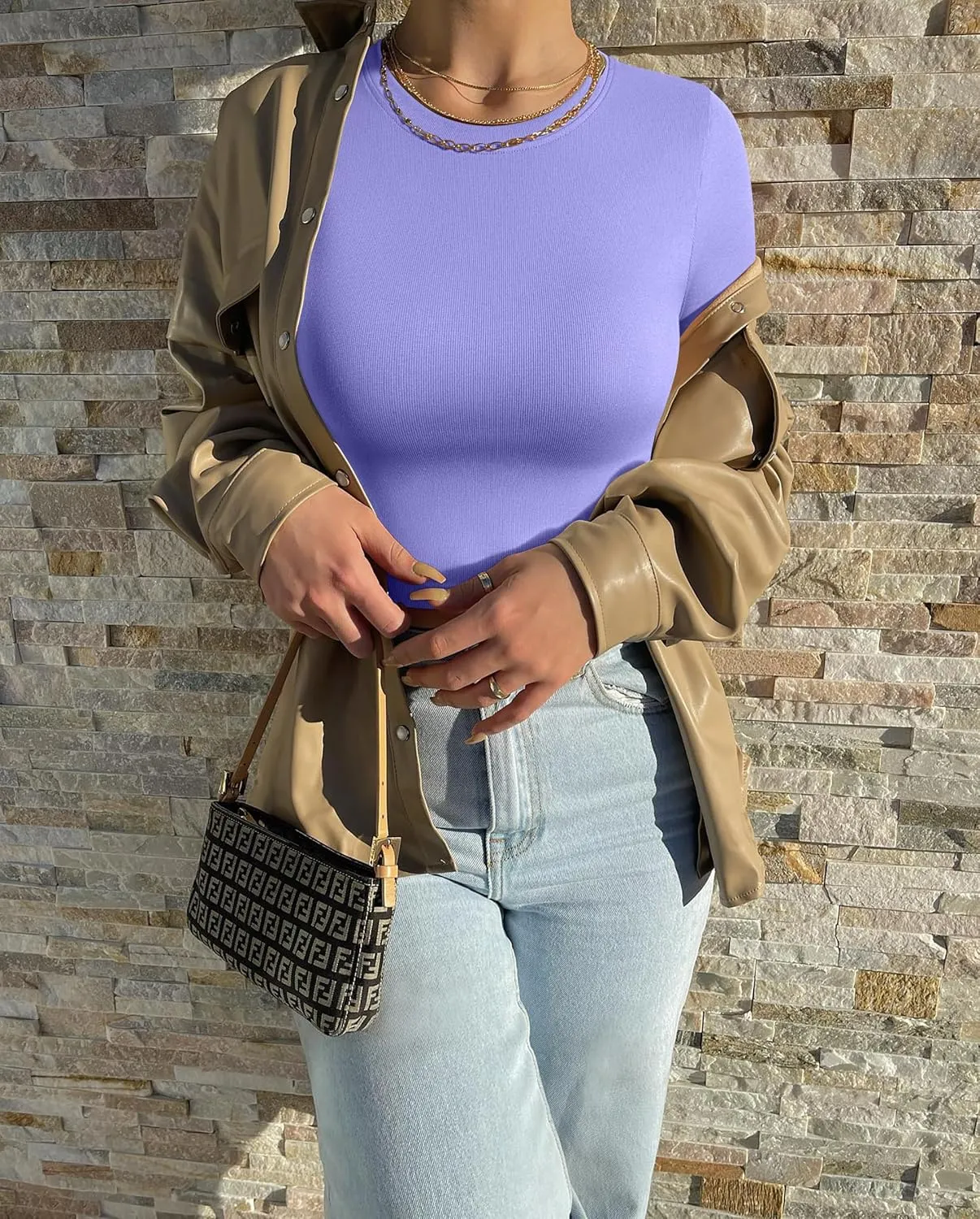 OQQ Women's 3 Piece Crop Tops Crew Neck Shorts Sleeve Stretch Fitted Shirts Crop Tops