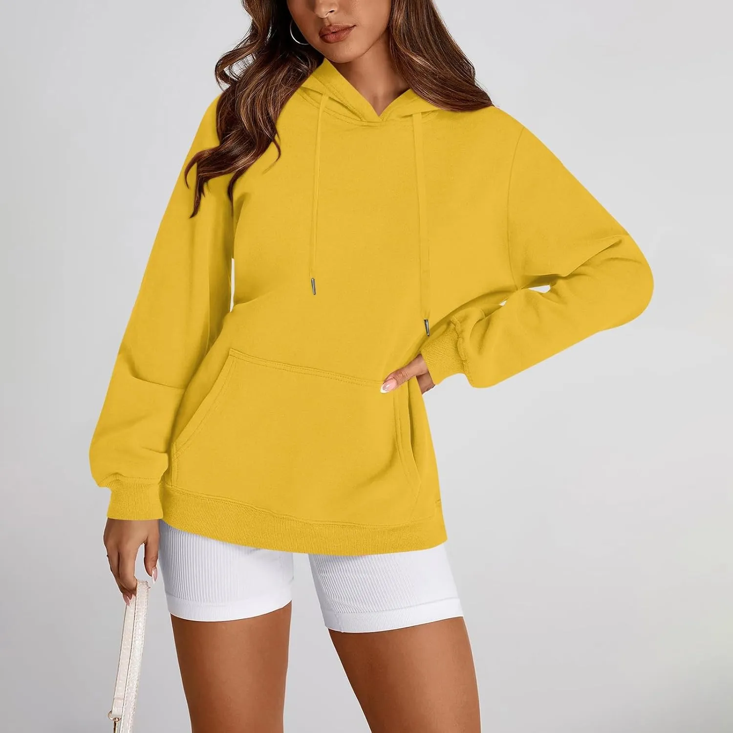 Oversized Hoodie for Women Drawstring Lightweight Pullover Sweatshirts Comfy Y2K Hoodies Fleece Winter Coat w/Pockets