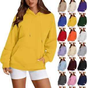 Oversized Hoodie for Women Drawstring Lightweight Pullover Sweatshirts Comfy Y2K Hoodies Fleece Winter Coat w/Pockets
