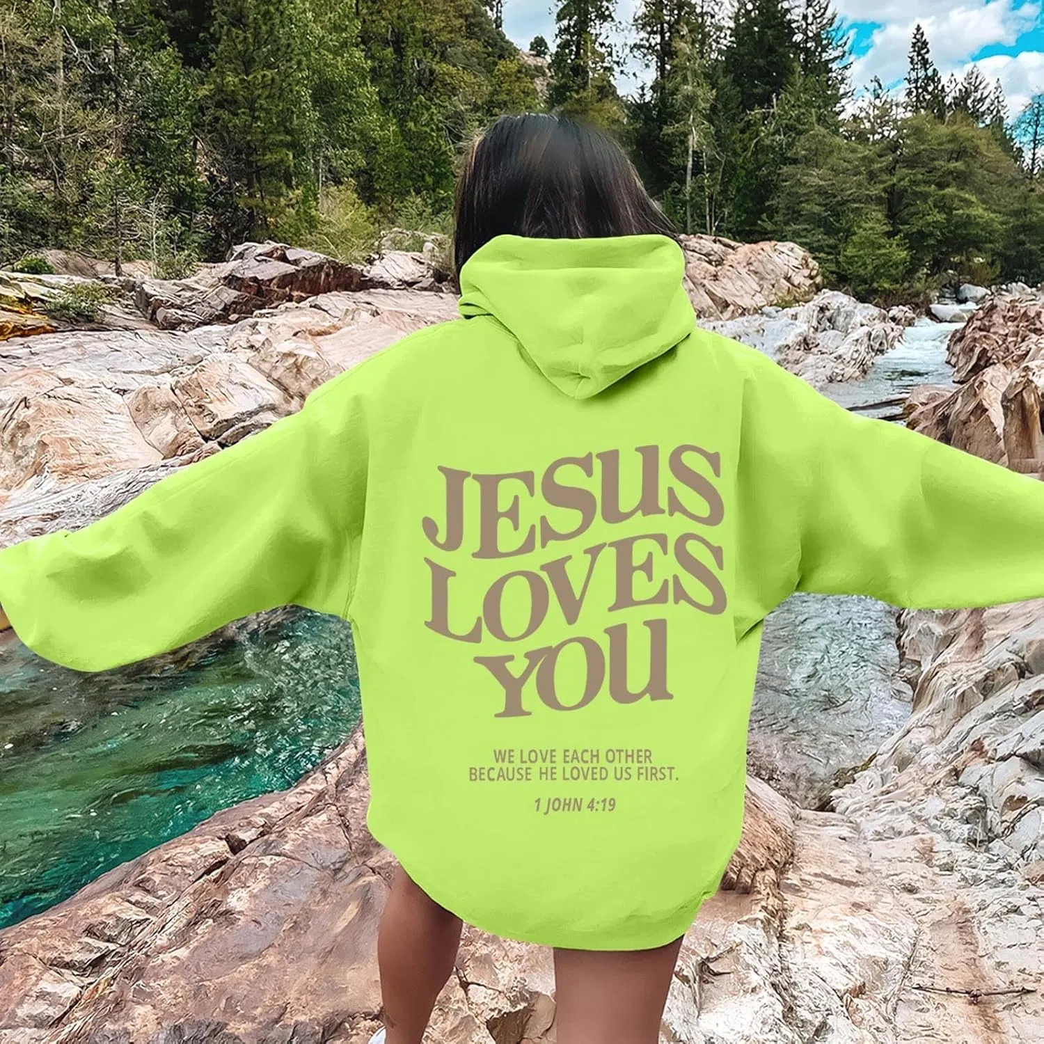 Oversized Hoodie for Women Thankful Grateful Blessed Christian Hooded Hoodies Causal Sweatshirts with Pocket Pullover