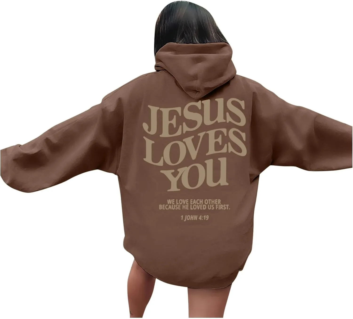 Oversized Hoodie for Women Thankful Grateful Blessed Christian Hooded Hoodies Causal Sweatshirts with Pocket Pullover