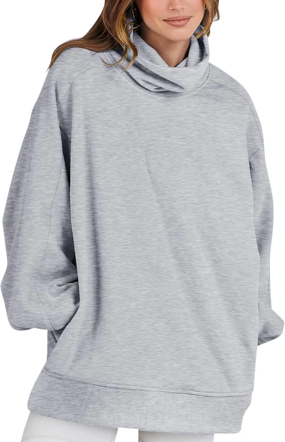 Oversized Sweatshirt For Women Fall Fashion 2024 Casual Solid Cowl Neck Pullover Tops Long Sleeve y2k Hoodies