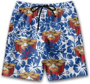 Party Mens Swim Trunks - Beer Swimming Trunks for Men - Tropical Drawstring Beach Shorts, Mens Swim Shorts S31.1