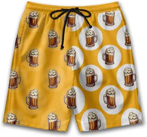 Party Mens Swim Trunks - Beer Swimming Trunks for Men - Tropical Drawstring Beach Shorts, Mens Swim Shorts S31.1