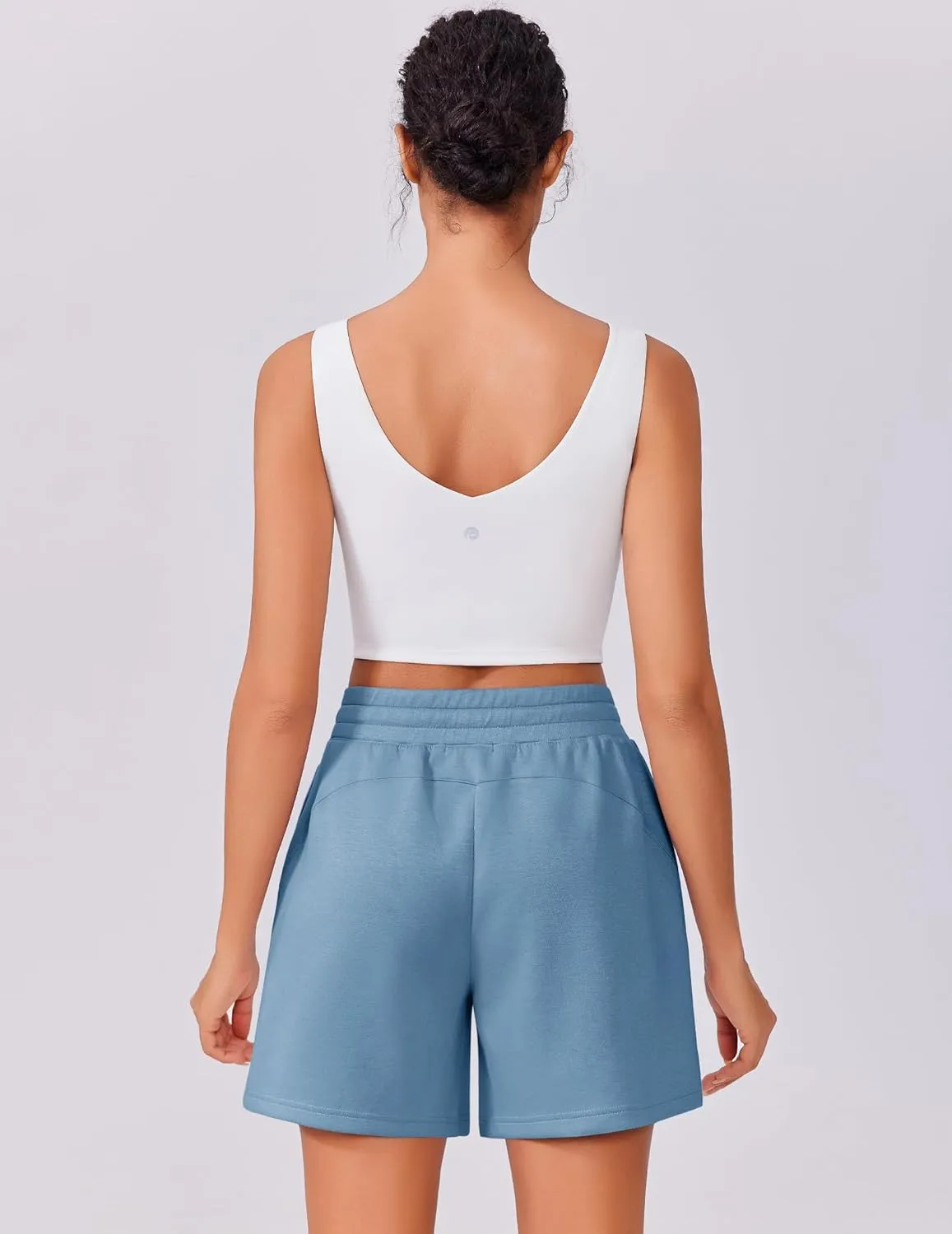 PINSPARK Womens Athletic Sweat Shorts Soft Drawstring High Waisted Active Short Comfy Casual Lounge Shorts with Pockets