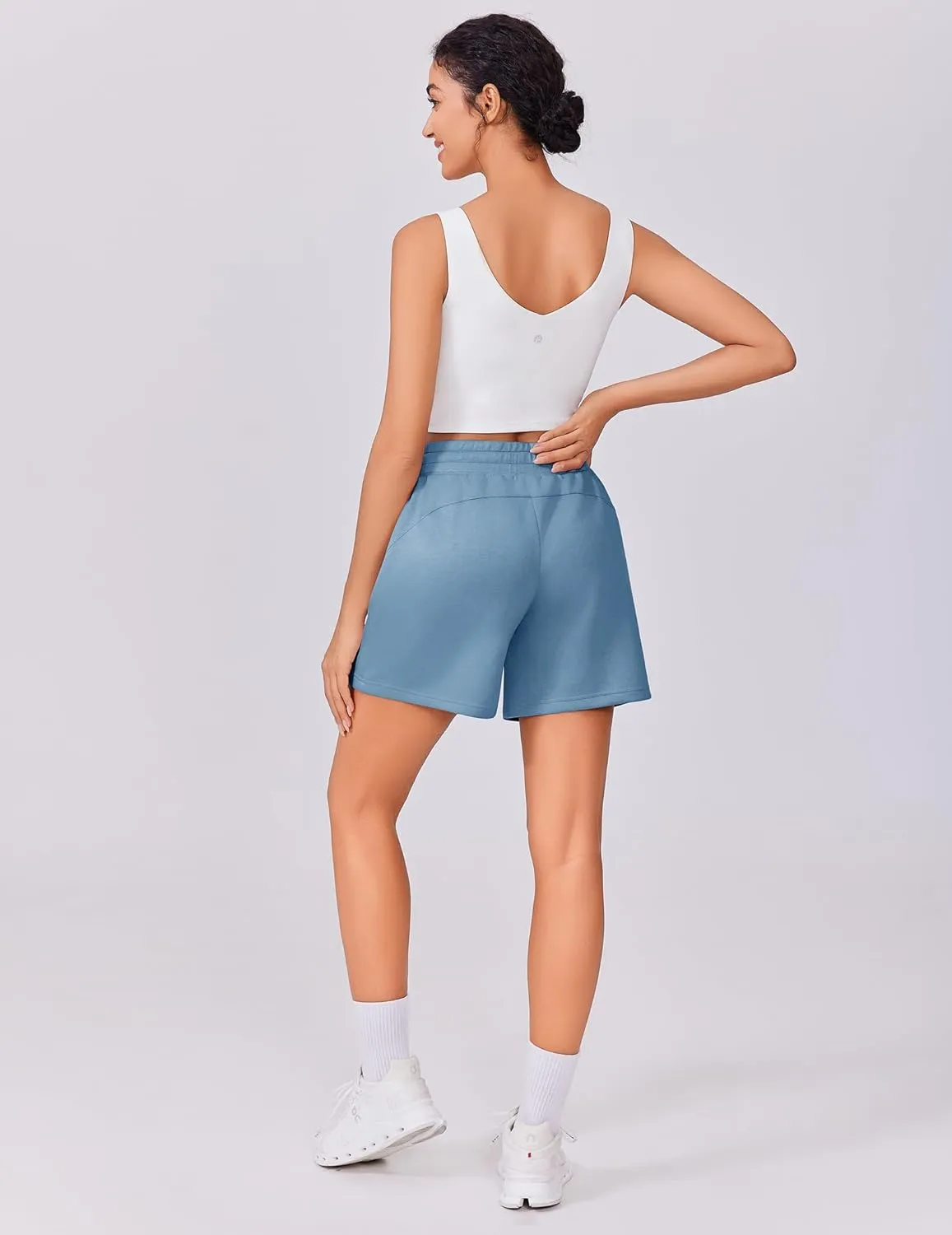 PINSPARK Womens Athletic Sweat Shorts Soft Drawstring High Waisted Active Short Comfy Casual Lounge Shorts with Pockets