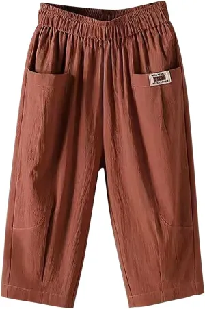 Plus Size Linen Pants for Women Cropped Pants Cotton High Waisted Trousers Loose Travel Vacation Lounge Trousers