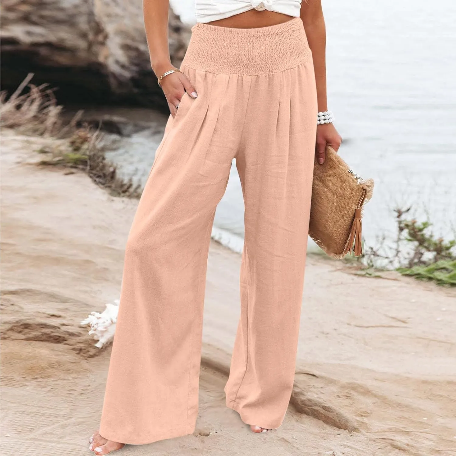 Plus Size Pants for Women, Long Pants for Women Dressy Casual,Extra Long Linen Pants Women Tall 34 Inseam