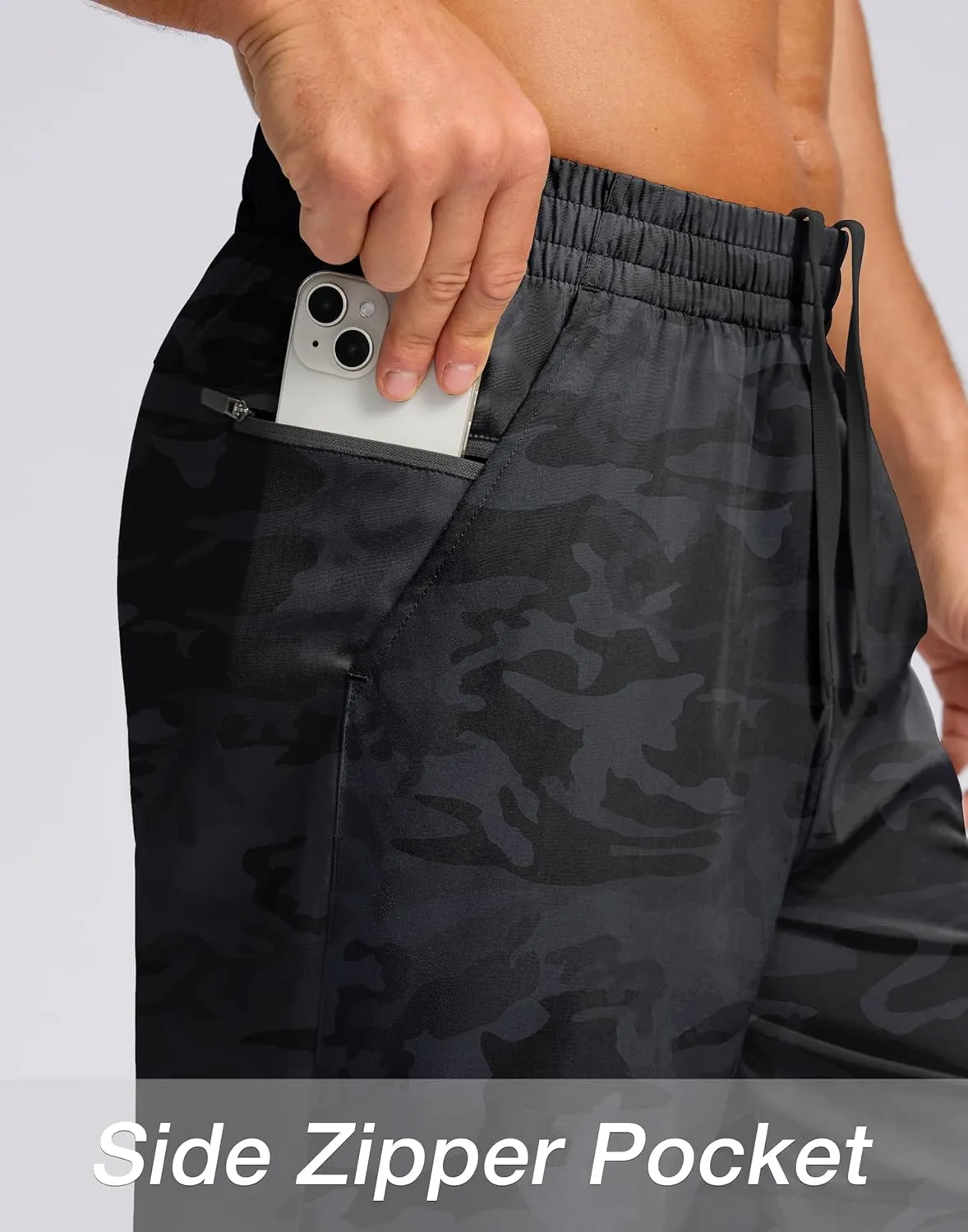 Pudolla Men's 7" Gym Workout Shorts with Zipper Pockets Lightweight Quick Dry Running Athletic Shorts for Men