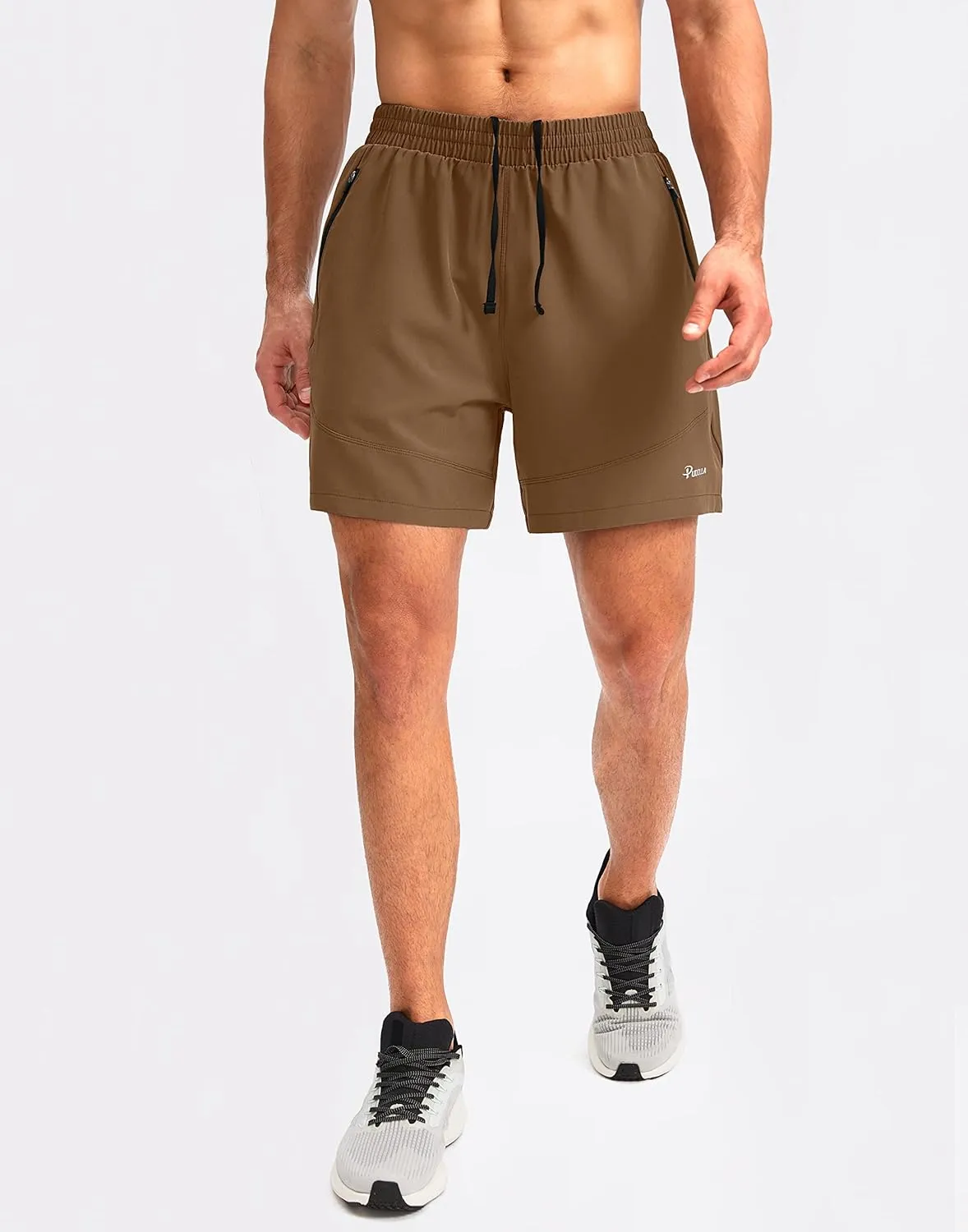 Pudolla Men's Workout Running Shorts 7"/5"/9" Lightweight Gym Athletic Shorts for Men with Zipper Pockets