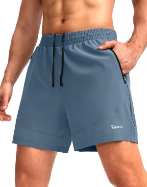 Pudolla Men's Workout Running Shorts 7"/5"/9" Lightweight Gym Athletic Shorts for Men with Zipper Pockets