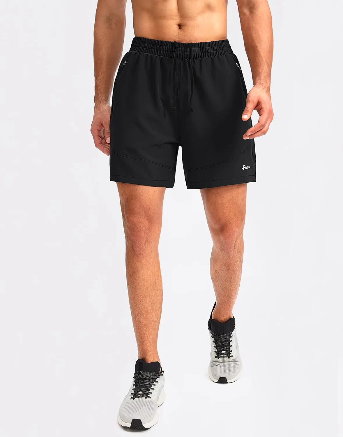 Pudolla Men's Workout Running Shorts 7"/5"/9" Lightweight Gym Athletic Shorts for Men with Zipper Pockets