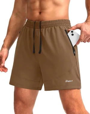 Pudolla Men's Workout Running Shorts 7"/5"/9" Lightweight Gym Athletic Shorts for Men with Zipper Pockets