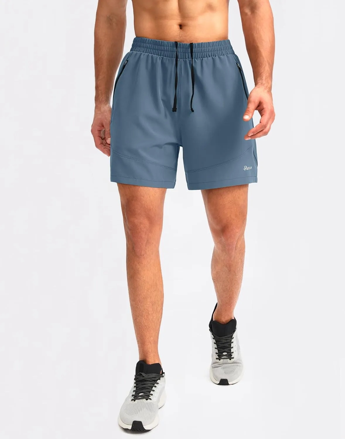 Pudolla Men's Workout Running Shorts 7"/5"/9" Lightweight Gym Athletic Shorts for Men with Zipper Pockets