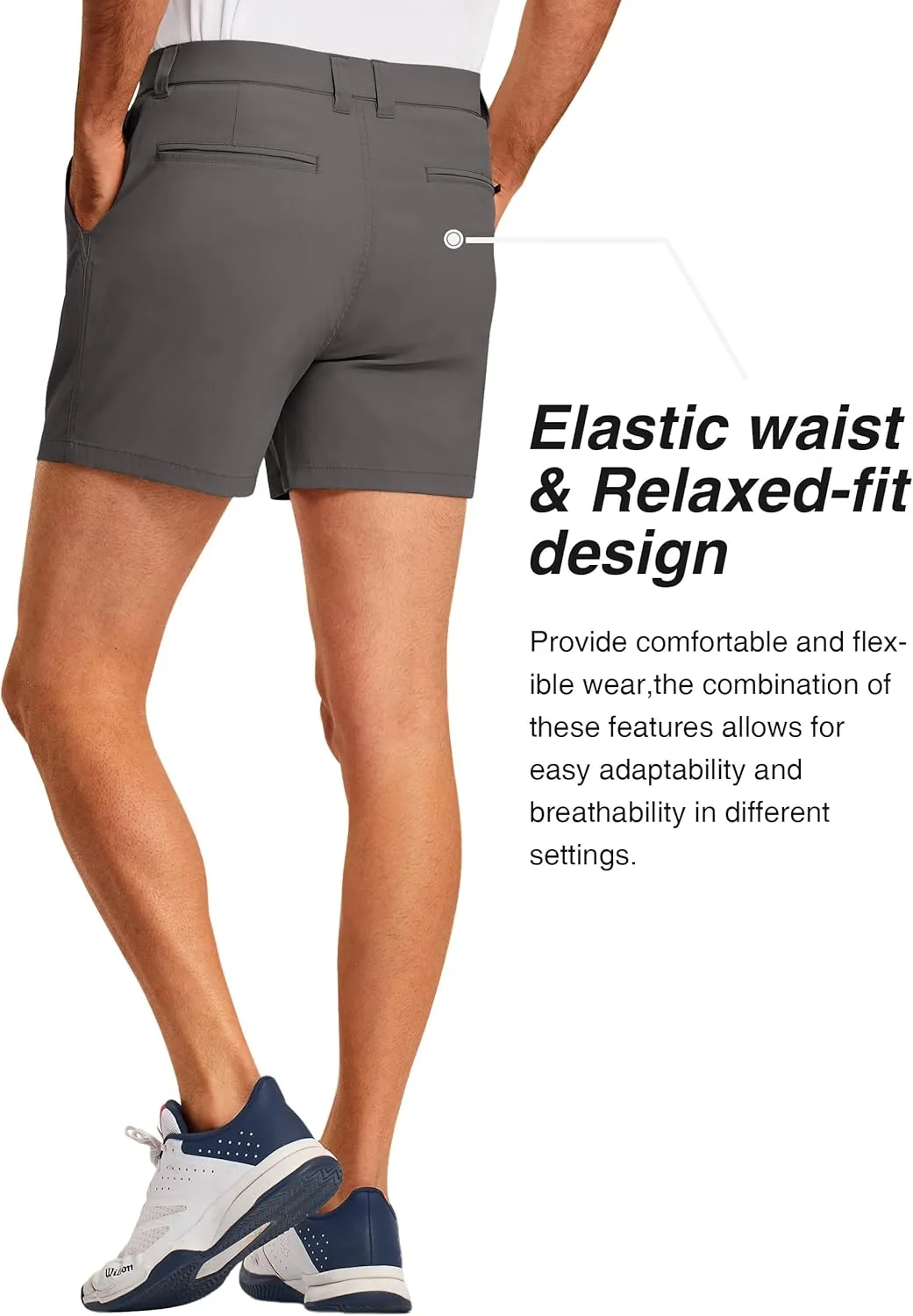 PULI Golf Shorts Men 5 Inch Inseam Stretch Casual Dress Shorts with Pockets Waterproof Lightweight Quick Dry
