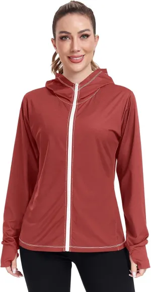 Purple Womens UPF Hoodie UPF 50  Sun Protection Jacket Hooded Women's Hoodie Rash Guard