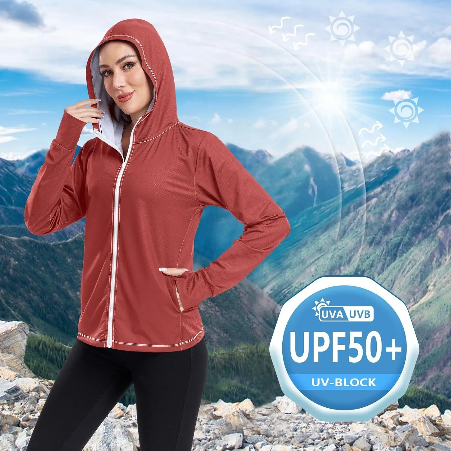 Purple Womens UPF Hoodie UPF 50  Sun Protection Jacket Hooded Women's Hoodie Rash Guard
