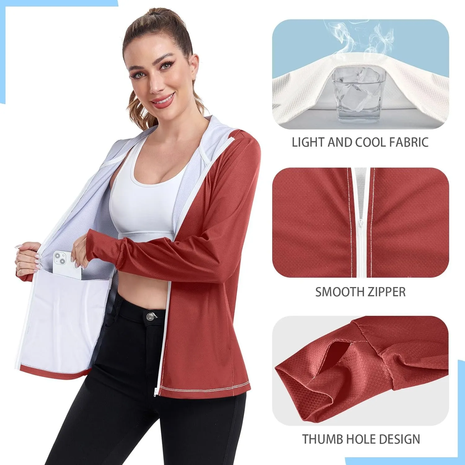 Purple Womens UPF Hoodie UPF 50  Sun Protection Jacket Hooded Women's Hoodie Rash Guard
