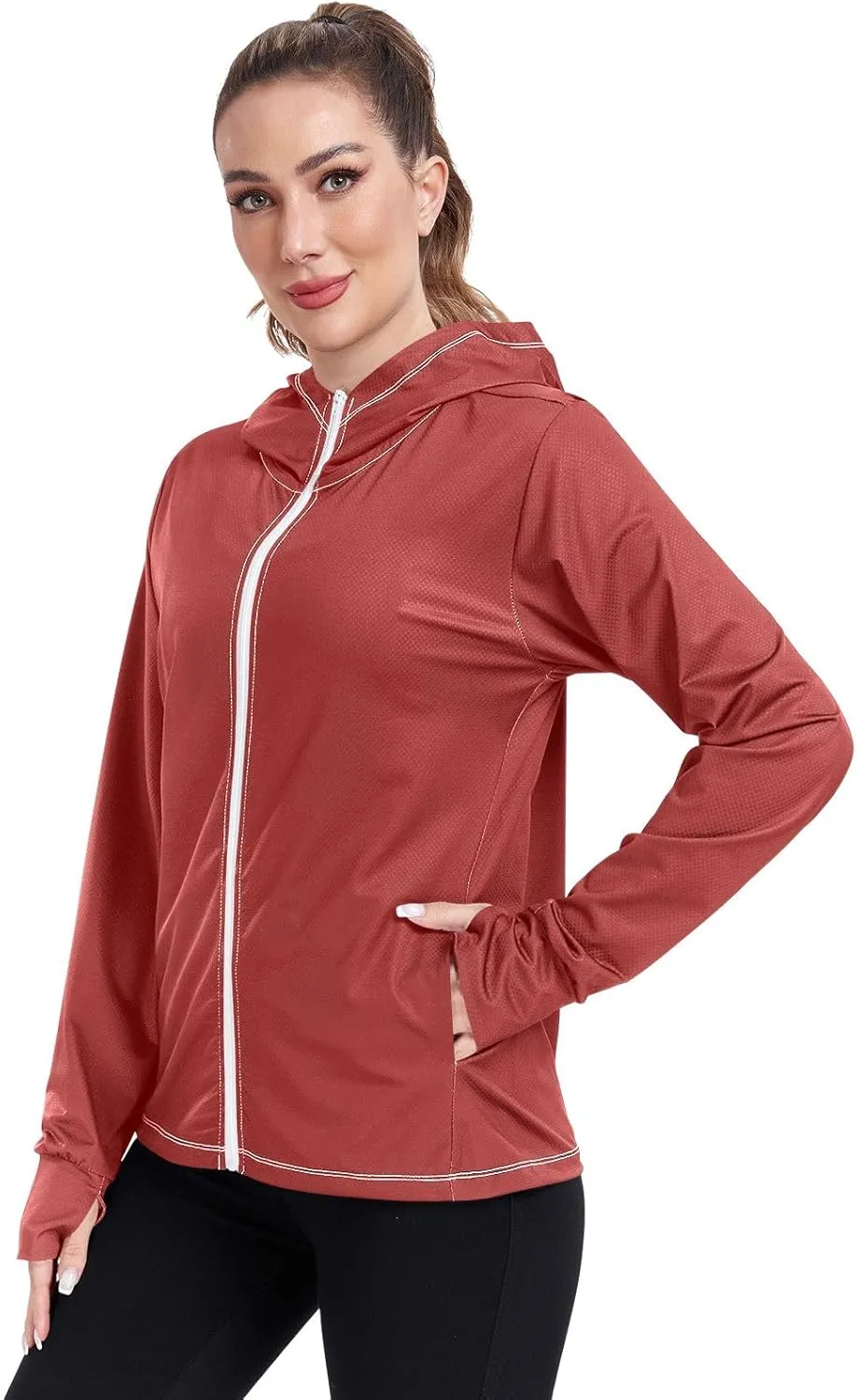 Purple Womens UPF Hoodie UPF 50  Sun Protection Jacket Hooded Women's Hoodie Rash Guard