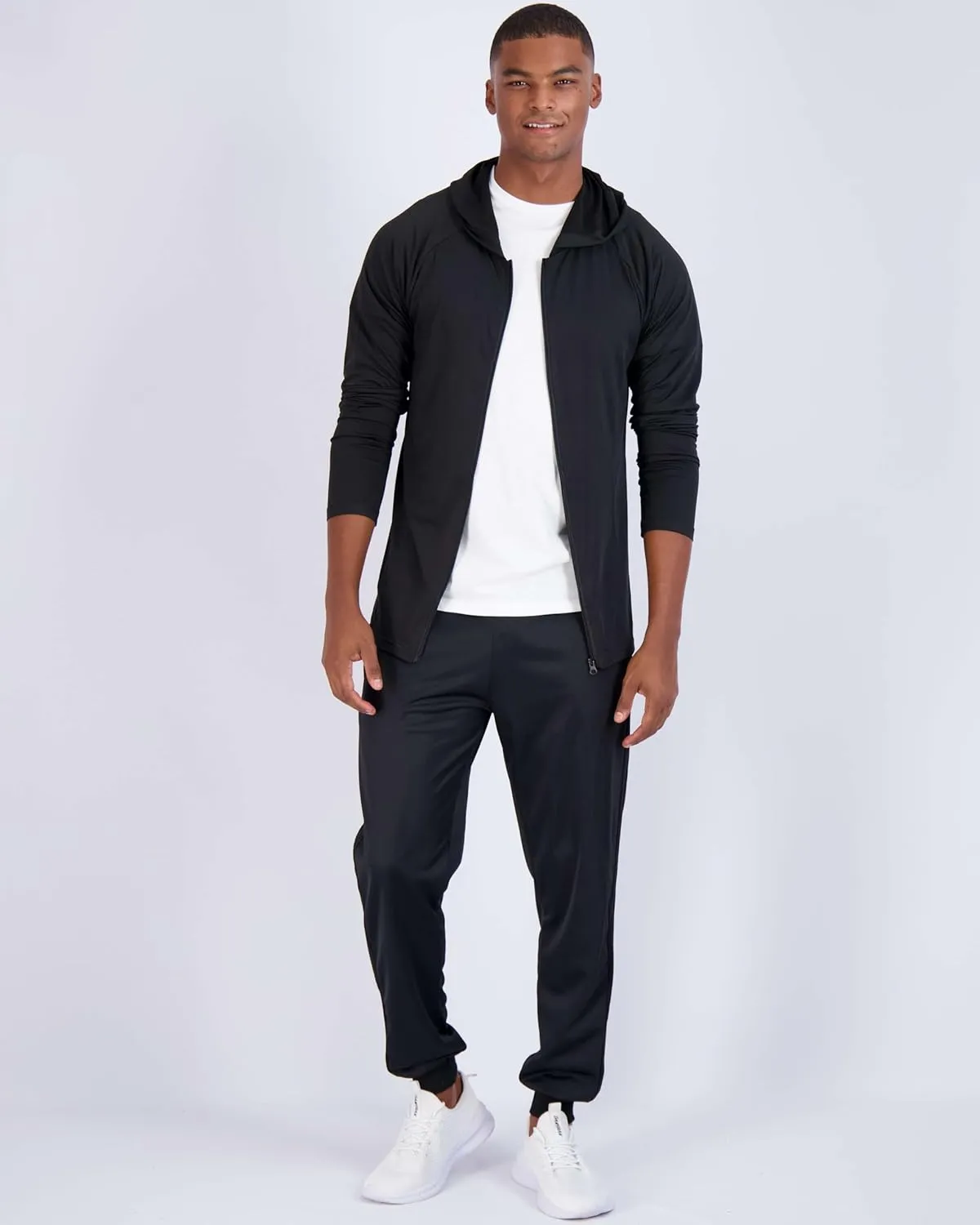 Real Essentials 3 Pack: Mens Dry-Fit Long Sleeve Full Zip Hoodie & Jacket- Athletic Running Jacket (Available in Big & Tall)