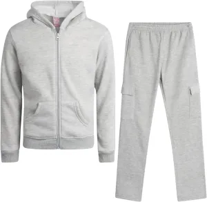 Real Love Girls' Jog Set - 2 Piece Soft Fleece Zip Up Hoodie and Flare Cargo Pants - Activewear Set for Girls (Sizes: 7-16)