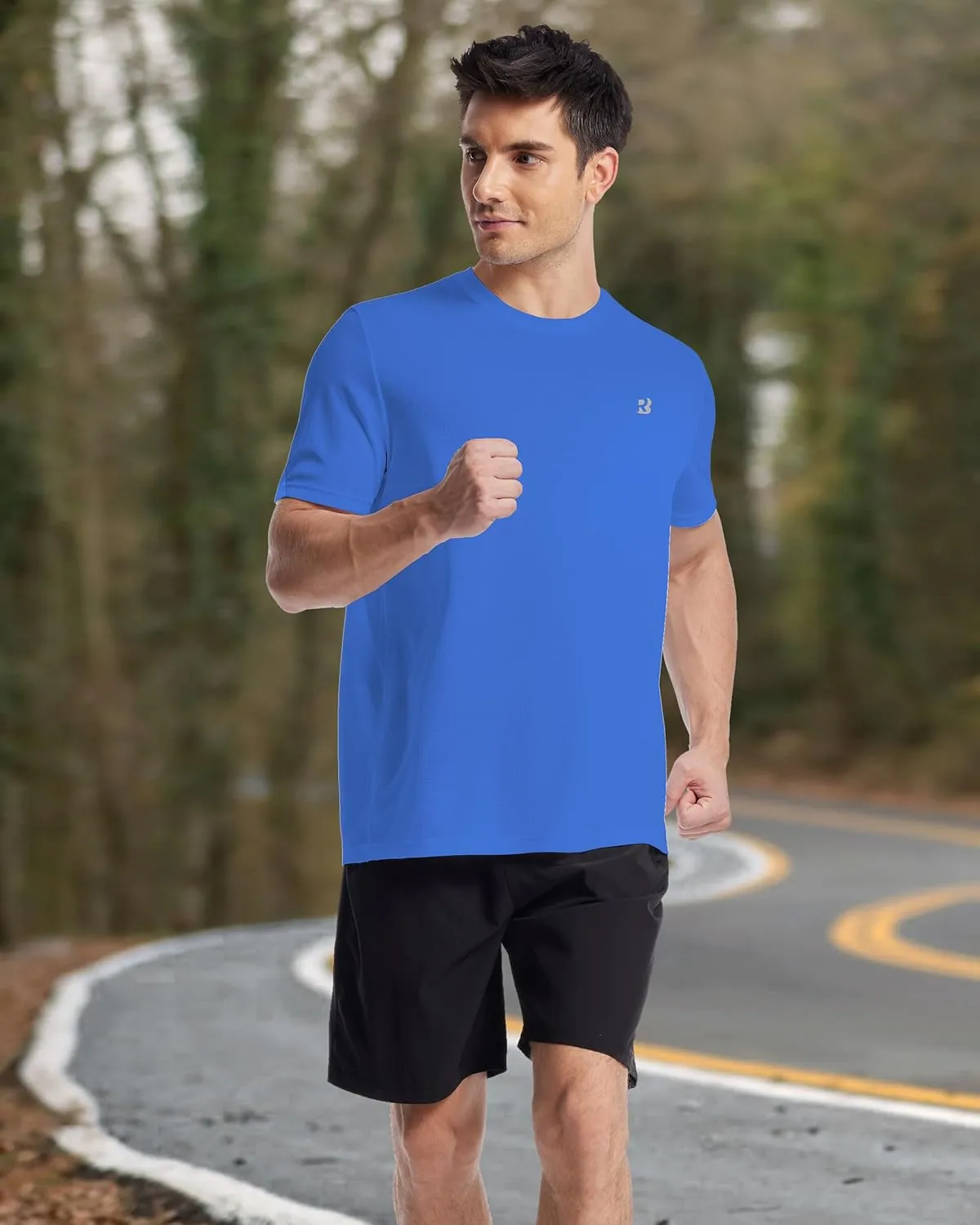 Roadbox Men's Workout Shirts Short Sleeve, Quick Dry Athletic Running T-Shirt, UPF 50  UV Sun Protection Sports Gym Tee Tops