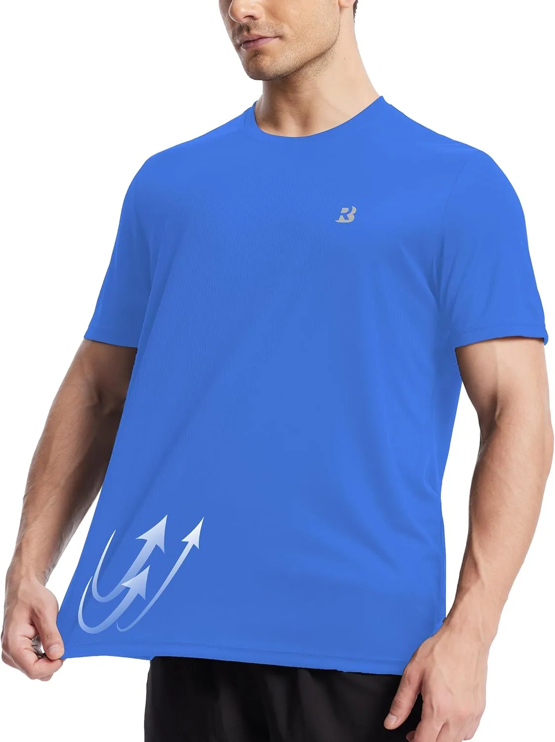 Roadbox Men's Workout Shirts Short Sleeve, Quick Dry Athletic Running T-Shirt, UPF 50  UV Sun Protection Sports Gym Tee Tops