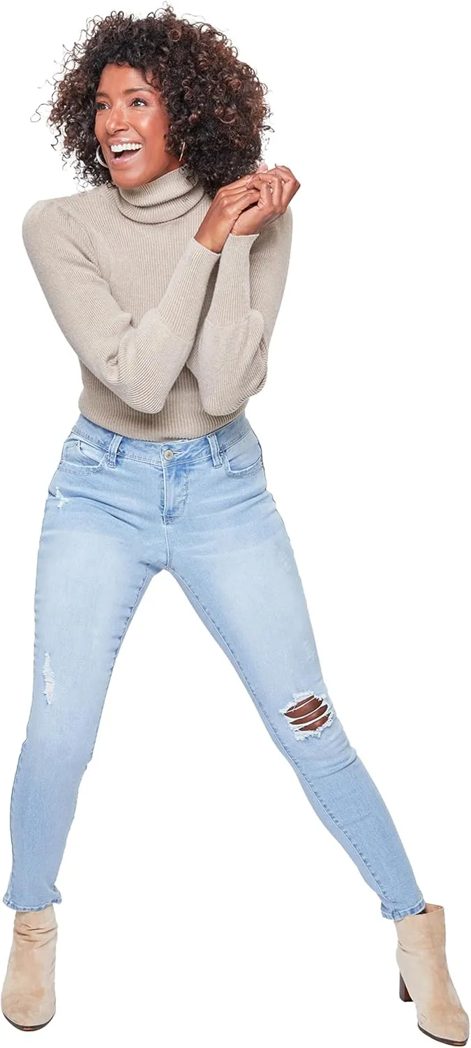 Royalty For Me Womens Women's Wannabettabutt Mid-Rise Regular Hem Skinny Sustainable JeanPants