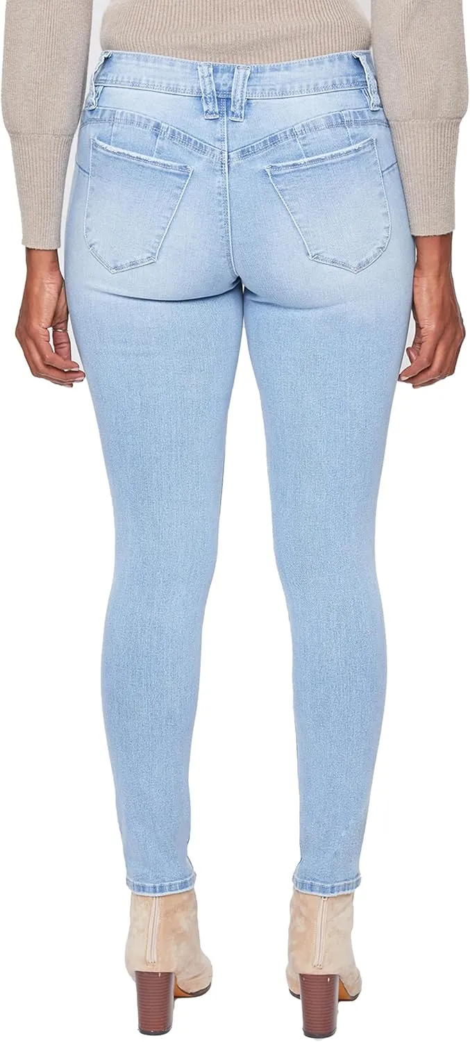 Royalty For Me Womens Women's Wannabettabutt Mid-Rise Regular Hem Skinny Sustainable JeanPants
