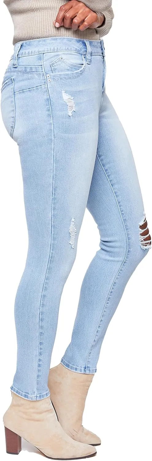 Royalty For Me Womens Women's Wannabettabutt Mid-Rise Regular Hem Skinny Sustainable JeanPants