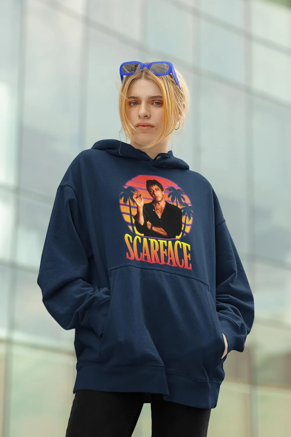 Scarface Iconic 80s Movie Tony Montana Adult Long Sleeve Hoodie Sweatshirt