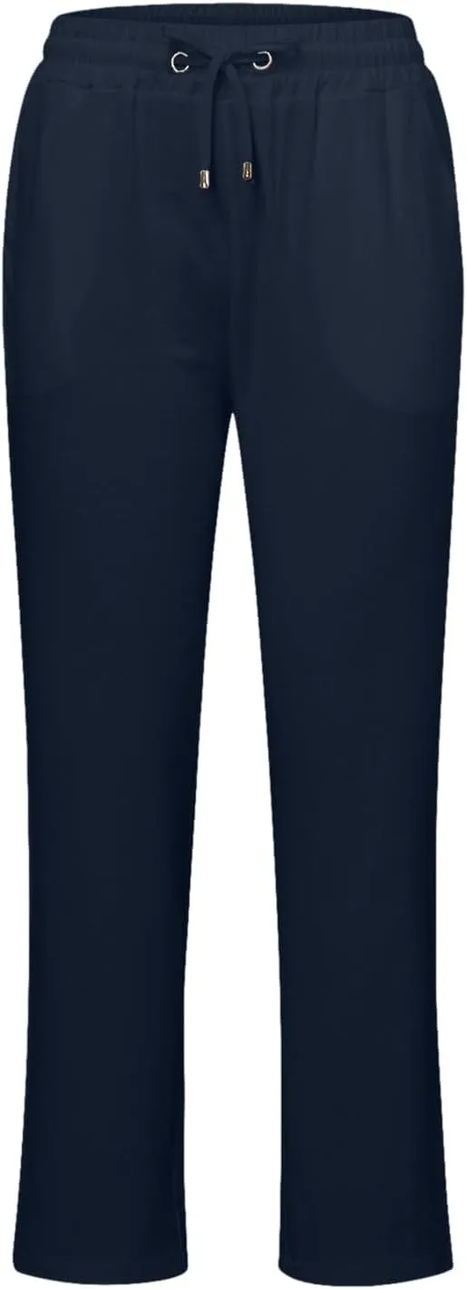 sdbrld Womens Linen Cotton Pants 2024 Casual Summer Trousers Drawstring Elastic Waist Straight Leg Lightweight Comfy Pants