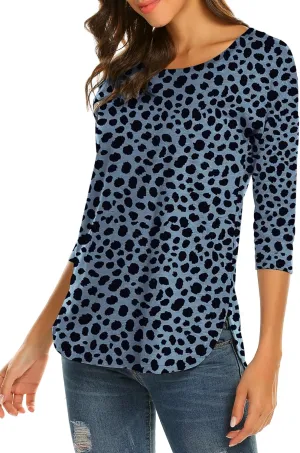 Sherosa Women's Casual 3/4 Sleeve Loose Tunic Tops Scoop Neck T-Shirt