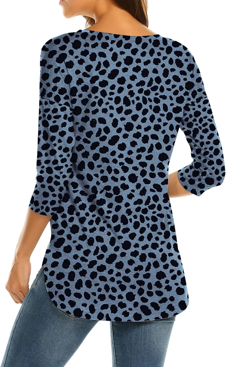 Sherosa Women's Casual 3/4 Sleeve Loose Tunic Tops Scoop Neck T-Shirt