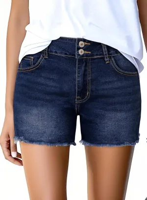 Sidefeel Women's Jean Shorts High Waisted Casual Stretchy Raw Hem Zimbaplatinum Jeans Summer Denim Shorts with Pockets