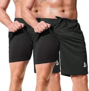 SILKWORLD Men's Athletic Basketball Shorts - 10" Mesh Cool Dry Gym Workout Shorts with Liner and Zipper Pockets