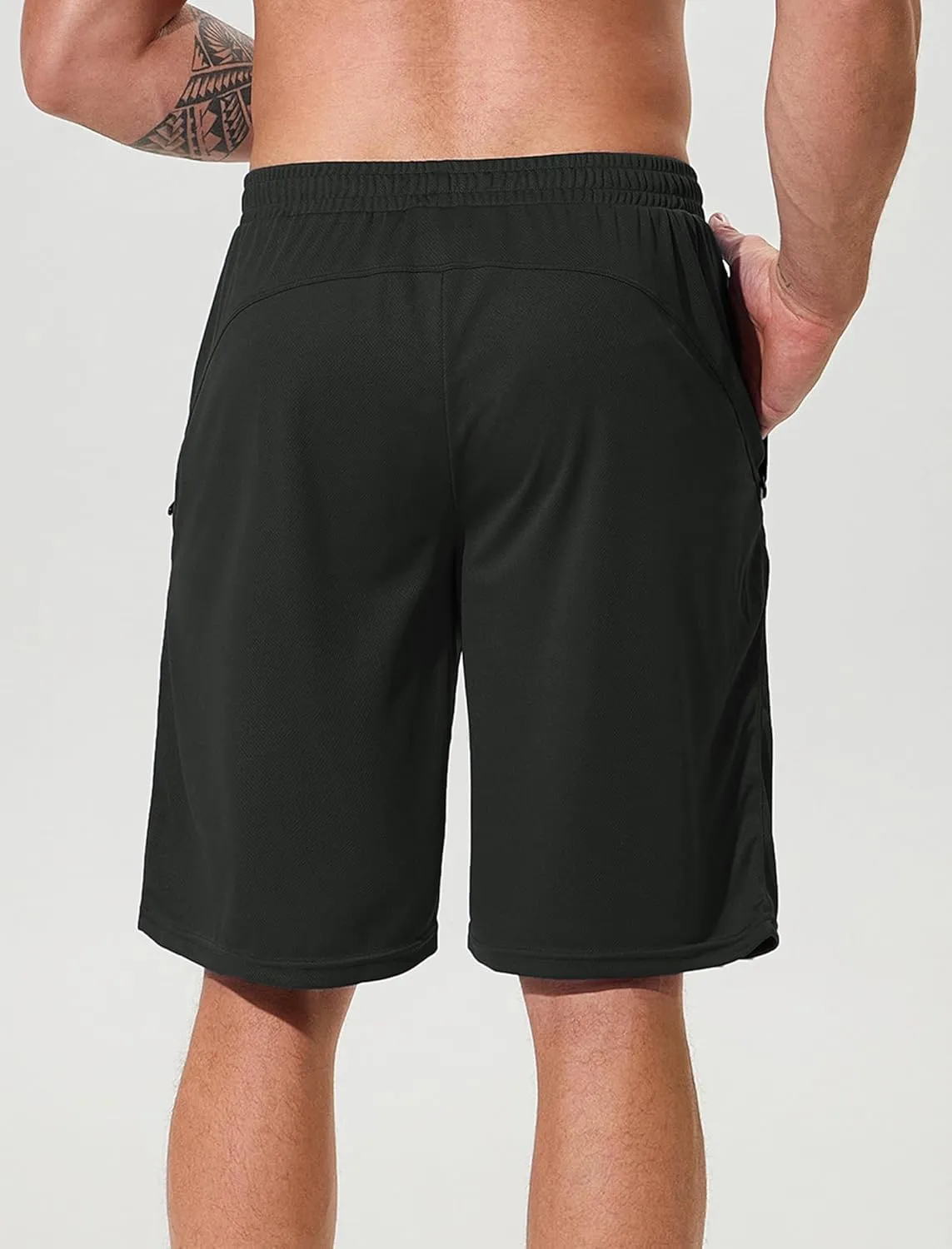 SILKWORLD Men's Athletic Basketball Shorts - 10" Mesh Cool Dry Gym Workout Shorts with Liner and Zipper Pockets