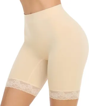 SIMIYA Women's Slip Shorts for Under Dresses, Anti-Chafing Boyshorts Panties Seamless Stretch Lace Underwear