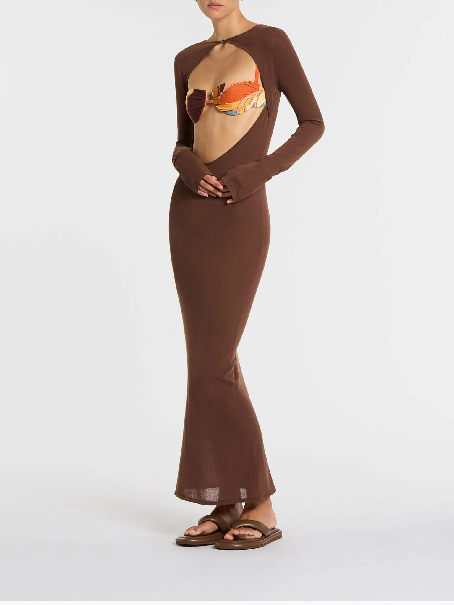 SIR Eva Knit Midi Dress Chocolate